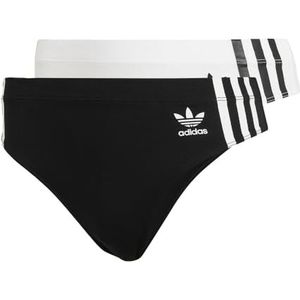 Adidas Women's Wide Side Thong Panty Underwear, Black-White, L