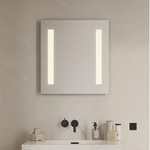 Loevschall Godhavn vierkante spiegel met verlichting, led-spiegel, 60 x 65 cm, badkamerspiegel met led-verlichting, verstelbare badkamerspiegel met verlichting