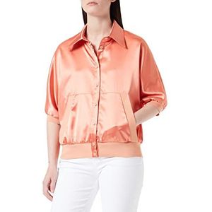 Love Moschino Dames Relaxed Fit in Stretch Satijn Shirt, roze, 48 NL