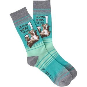 K-Bell Sokken Heren Spelen Op Woorden Nieuwigheid Crew Sokken, Turkoois (Hond Bieren), 10-13/Schoenmaat: 6-12