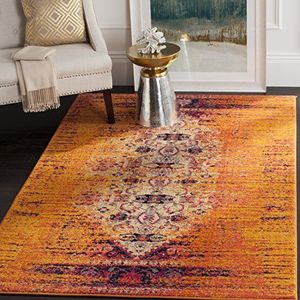 Safavieh Gewassen tapijt modern patroon, MNC209, geweven polypropyleen MNC209. 120 x 180 cm Oranje/meerkleurig.