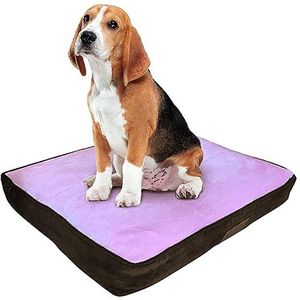 Ellie-Bo kooi 61 cm hond of box klein 56 cm x 41 cm hondenbed bruin cord zijkanten en roze nepbont topping