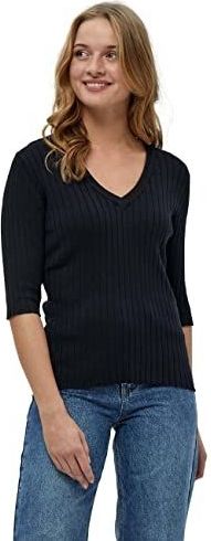 Peppercorn Tana V-hals Halve Mouw Rib Pullover | Zwarte Truien Voor Vrouwen UK | Lente Dames Truien | Maat XS