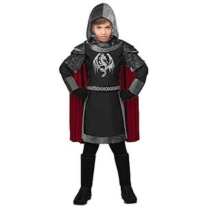 Widmann - Kinderkostuum donkere ridder, bovendeel met capuchon en cape, carnaval, themafeest
