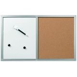 Herlitz 10685394 prikbord en magneetbord, 40x60cm met houten frame, kleur zilver