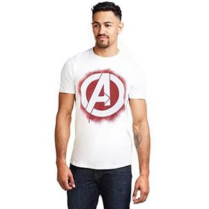 Marvel Heren Avengers Stencil Logo T-shirt, Wit, M