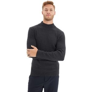Trendyol Heren Plain Slim Sweater met hoge hals, antraciet, S, Antraciet, S