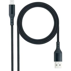 PRENDELUZ USB 2.0 naar Lightning-kabel, 1 meter, zwart, compatibel met iPhone 13/12/11/Pro/X/XS/XR/8/8 Plus/7