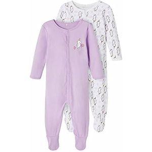 NAME IT Baby pyjama dubbelpak voor meisjes, biologisch katoen, Lavendula, 50 cm