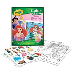CRAYOLA - Disney Princess Sticker Kleurboek, 32 Kleurplaten en 4 Vellen Stickers, 04-0202G