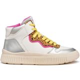 Geox J Laquinny Sneakers voor meisjes, wit/fuchsia, 31 EU, wit fuchsia, 31 EU