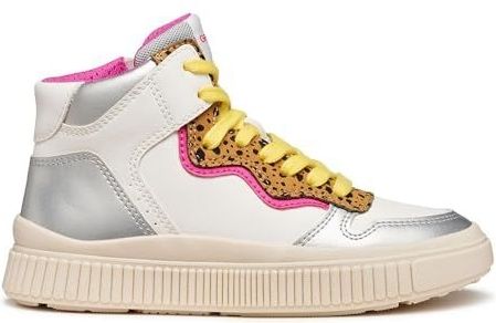 Geox J Laquinny Sneakers voor meisjes, wit/fuchsia, 31 EU, wit fuchsia, 31 EU