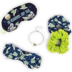 Peers Hardy Star Wars Baby Yoda Spa Set - Zip Cosmetische Pouch, Slaapmasker, Haarhanddoek, Paar Scrunchies en Sieraden Armband VS700685L