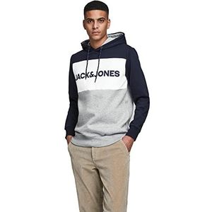 JACK & JONES Mannelijke hoodie Colourblocking Logo, Navy Blazer/Fit: groen, M