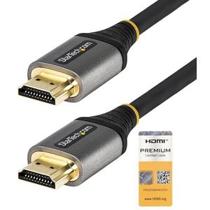 StarTech.com HDMMV1M 1m Premium Gecertificeerde HDMI 2.0 Kabel High Speed Ultra HD 4K 60Hz HDMI Kabel met Ethernet HDR10, ARC UHD HDMI Video Voor UHD Schermen, TVs, Monitors M/M,Grijs en zwart