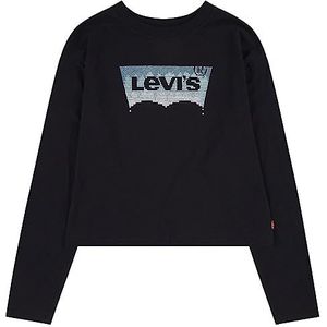 Levi's Lvg Meet and Greet Glitter Bat 4ej159 T-shirt voor meisjes, Kaviaar, 10 jaar