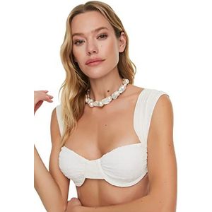 Trendyol Dames Jacquard gestructureerde balenbikini top, Ecru, 40