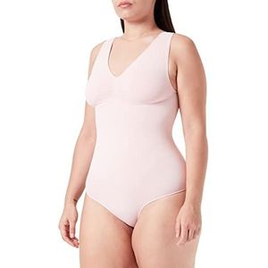 Buikwolk figuurvormende body voor dames met V-hals, roze (Rose 559), L