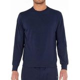 JPING Heren Sport Lounge Sweat Shirt Pyjama Top, Bleu Marine, Standaard