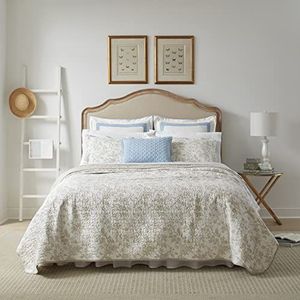 Laura Ashley Home - Amberley Collection - Quiltset - 100% katoen, ademend en licht, omkeerbaar beddengoed, voorgewassen voor extra zachtheid, koningin, koekje
