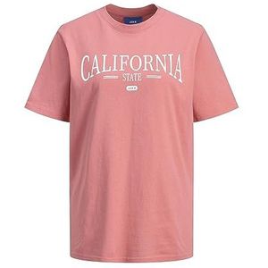 JACK&JONES Women's JJXX JXBEA SS Relaxed Vint Tee NOOS T-shirt, Tea Rose/Detail:Bright White Print CALI 3, XS