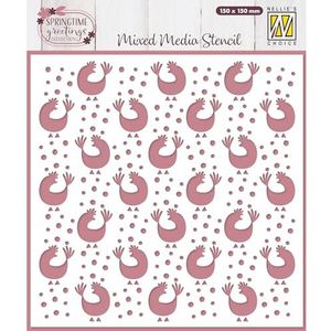 Nellie's Choice Sjabloon Kippetjes 15 x 15 cm - Herbruikbaar Stencil voor Pasen, Verf, Mandala, Scrapbooking, Bullet Journal en Kaarten