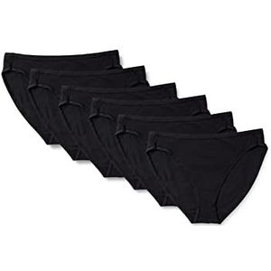 Amazon Essentials Women's Katoenen hoge onderbroek met pijpen (verkrijgbaar in grote maten), Pack of 6, Zwart, S