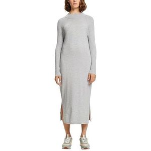 ESPRIT Midi-gebreide jurk met opstaande kraag, lichtgrijs, L