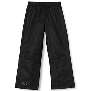 Mountain Warehouse Spray Kids waterdichte broek - ademend, getapete naden, IsoDry-stof met halve pijpen, ritssluiting en elastiek in de taille, perfect voor regenachtige dagen, 5-6 jaar, zwart