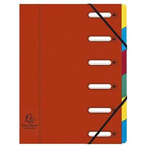 Exacompta - Ref. 55065E - 1 Sorteermap HARMONIKA - met elastieken en uitgesneden vensters - Omslag in glanskarton - uitbreidbare rug - 6 vakken - voor A4 - afmeting 24,5 x 32cm - Kleur: rood