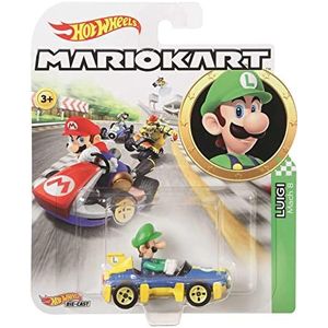 Hot Wheels GBG27 - Mario Kart Replica 1:64 Die-Cast speelgoedauto Luigi, speelgoed vanaf 3 jaar