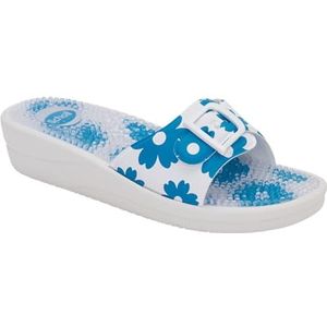 Scholl New Massage Slippers voor dames, Bianco Azzurro, 37 EU