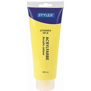 Stylex 28516 – acrylverf op waterbasis, 200 ml tube in citroengeel, mat, hoge dekkings- en kleurkracht, lichtbestendig, sneldrogend en waterbestendig.