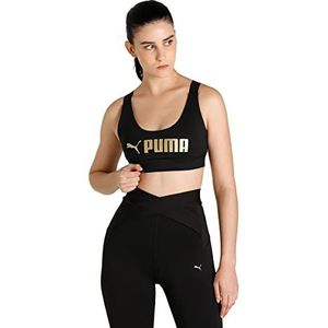 PUMA Dames Mid Impact Fit BH Ondergoed Top, Zwart Metallic Puma, S