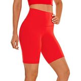 CRZ YOGA Dames Butterluxe Yoga Shorts 8''-Hoge Taille Workout Gym Leggings Hardlopen Spandex Biker Shorts Donkerrood M
