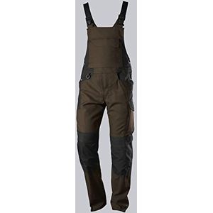 BP 1821-565-4832-39/42l stoffen mix tuinbroek stretch bretels met clipbevestigingen, 65% polyester/35% katoen, bruin/zwart, 39/42L maat