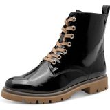 Marco Tozzi - Veterboots - Zwart - Glanzend - Blokhak - Vetersluiting