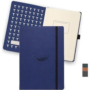 Dingbats - Extra Groot Wildlife Notitieboek, Blauwe Walvis, A4 - Hardcover Notitieboek - PU Leer - Geperforeerd, Crème 100gsm Inktbestendig Papier