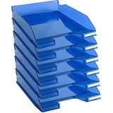 Exacompta - ref. 113260D - Set van 6 Brievenbakken COMBO MIDI - Afmetingen: 34,6 x 25,5x 6,5 cm - voor A4 documenten + - kleur koningsblauw doorzichtig glanzend