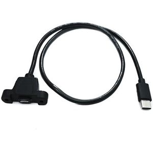 SYSTEM-S USB 3.1 kabel 50 cm type C stekker naar 2.0 Micro B bus 5-pins paneel mount 28 mm