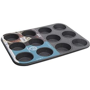 Masterchef Junior Bakvorm voor 12 cupcakes, design van koolstofstaal, anti-aanbaklaag, 12 kleine putjes, ovenvast en vaatwasmachinebestendig