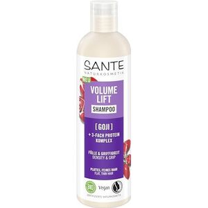 SANTE Naturkosmetik Volume Lift Shampoo Bio-Goji + 3-voudig proteïnecomplex, veganistische verzorgingsshampoo met natuurlijke ingrediënten, versterkt plat en fijn haar, voor meer volume en volume, 250