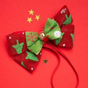Folat - Strikje/Haarband Kerstmis met Belletje Rood-Groen