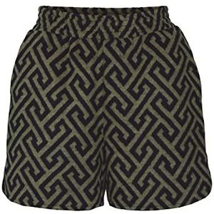 Bestseller A/S Vmbrendasofia Hw Wool wollen shorts voor dames, Ivy Green/Patroon: zwart, L