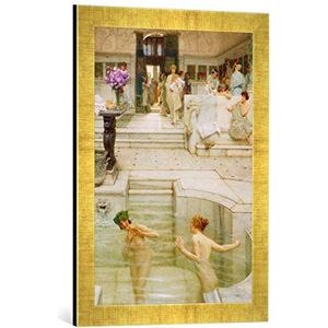Ingelijste afbeelding van Sir Lawrence Alma-Tadema A Favourite Custom, kunstdruk in hoge kwaliteit handgemaakte fotolijst, 40x60 cm, Gold Raya