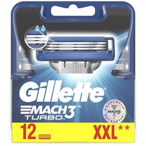 Gillette Mach3 Turbo Vervangende mesjes voor scheermesjes voor mannen (12 stuks) met harder dan staal