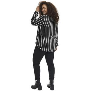 Kaffe Curve Dames Plus Size Shirt Lange Mouwen, Zwart/Chalk Stripe, 42
