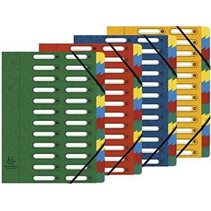 Exacompta - Ref. 5324E - 1 Sorteermap HARMONIKA - met elastieken en uitgesneden vensters - Omslag in glanskarton - uitbreidbare rug - 24 vakken - voor A4 - afmeting 24,5 x 32cm - willekeurige kleuren