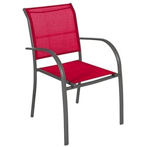 Hespéride HES-171127 Piazza stoel grafiet met armleuningen, Texalin, granaatappel, stapelbaar, aluminium, eenheidsmaat