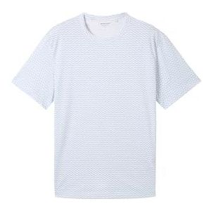 TOM TAILOR Basic T-shirt voor heren met all-over print, 35604 - Windsurf Blue zigzag Design, S